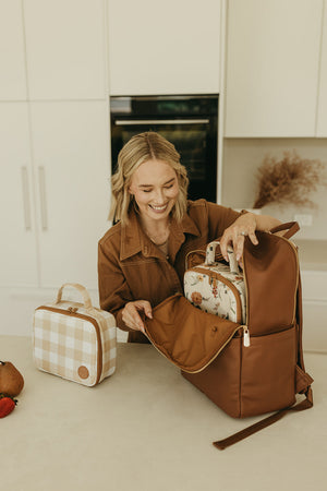 Oioi Mini Insulated Lunch Bag - Beige Gingham