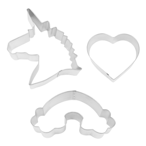 R&M STAINLESS STEEL UNICORN COOKIE CUTTER SET 3