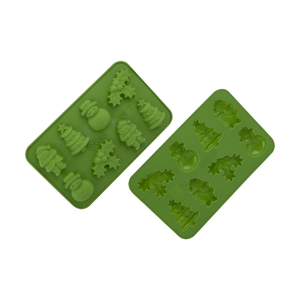DAILY BAKE SILICONE XMAS ASSORTMENT 8 CUP CHOCOLATE MOULD SET 2 - GREEN