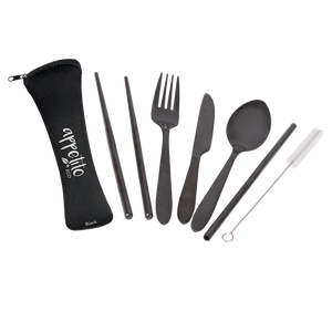APPETITO 6 PIECE STAINLESS STEEL TRAVELLER'S CUTLERY SET - BLACK