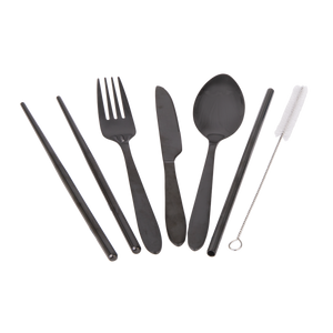 APPETITO 6 PIECE STAINLESS STEEL TRAVELLER'S CUTLERY SET - BLACK