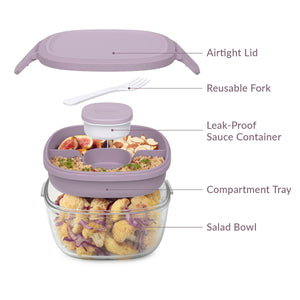 BENTGO ALL-IN-ONE GLASS SALAD CONTAINER - Lavender