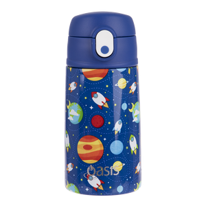 OASIS STAINLESS STEEL DOUBLE WALL INSULATED KID'S DRINK BOTTLE W/ SIPPER 400ML - Outer Space