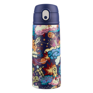 OASIS STAINLESS STEEL DOUBLE WALL INSULATED KID'S DRINK BOTTLE W/ SIPPER 550ML - ALIEN ADVENTURES