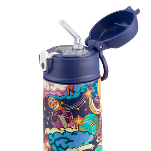 OASIS STAINLESS STEEL DOUBLE WALL INSULATED KID'S DRINK BOTTLE W/ SIPPER 550ML - ALIEN ADVENTURES