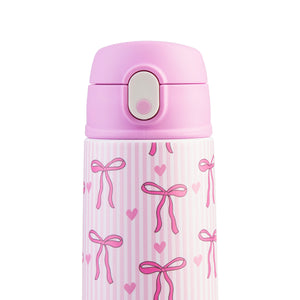 OASIS STAINLESS STEEL DOUBLE WALL INSULATED KID'S DRINK BOTTLE W/ SIPPER 550ML - BOWS & HEARTS