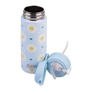 OASIS STAINLESS STEEL DOUBLE WALL INSULATED KID'S DRINK BOTTLE W/ SIPPER 550ML - Daydream Daisies