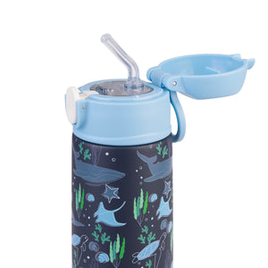 OASIS STAINLESS STEEL DOUBLE WALL INSULATED KID'S DRINK BOTTLE W/ SIPPER 550ML - OCEAN FRIENDS