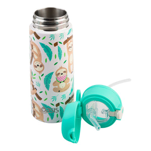 OASIS STAINLESS STEEL DOUBLE WALL INSULATED KID'S DRINK BOTTLE W/ SIPPER 550ML - SLEEPY SLOTHS