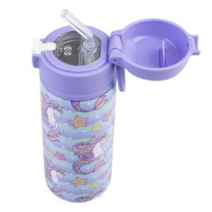 OASIS STAINLESS STEEL DOUBLE WALL INSULATED KID'S DRINK BOTTLE W/ SIPPER 550ML -MERMAID UNICORNS
