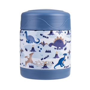 OASIS STAINLESS STEEL DOUBLE WALL INSULATED KID'S FOOD FLASK 300ML -DINOSAUR