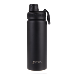 OASIS STAINLESS STEEL DOUBLE WALL INSULATED "CHALLENGER" SPORTS BOTTLE W/ SCREW CAP 550ML - Black