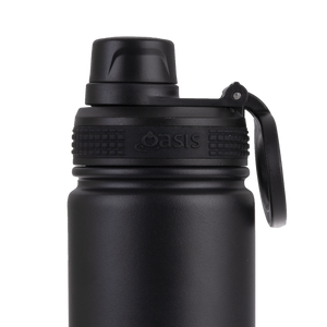 OASIS STAINLESS STEEL DOUBLE WALL INSULATED "CHALLENGER" SPORTS BOTTLE W/ SCREW CAP 550ML - Black