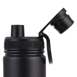 OASIS STAINLESS STEEL DOUBLE WALL INSULATED "CHALLENGER" SPORTS BOTTLE W/ SCREW CAP 550ML - Black
