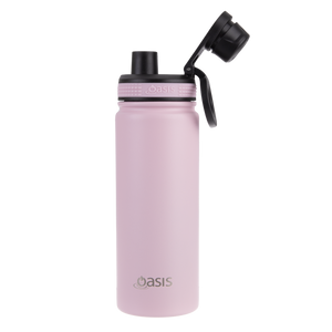 OASIS STAINLESS STEEL DOUBLE WALL INSULATED "CHALLENGER" SPORTS BOTTLE W/ SCREW CAP 550ML - Carnation
