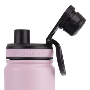 OASIS STAINLESS STEEL DOUBLE WALL INSULATED "CHALLENGER" SPORTS BOTTLE W/ SCREW CAP 550ML - Carnation