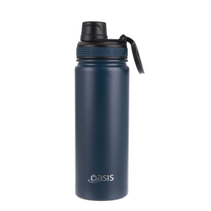 OASIS STAINLESS STEEL DOUBLE WALL INSULATED "CHALLENGER" SPORTS BOTTLE W/ SCREW CAP 550ML - Navy