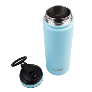 OASIS STAINLESS STEEL DOUBLE WALL INSULATED "CHALLENGER" SPORTS BOTTLE W/ SIPPER STRAW 550ML - Island Blue