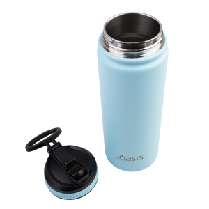 OASIS STAINLESS STEEL DOUBLE WALL INSULATED "CHALLENGER" SPORTS BOTTLE W/ SIPPER STRAW 550ML - Island Blue