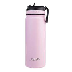 OASIS STAINLESS STEEL DOUBLE WALL INSULATED "CHALLENGER" SPORTS BOTTLE W/ SIPPER STRAW 550ML - Carnation