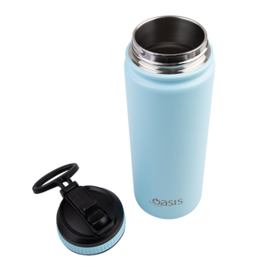 OASIS STAINLESS STEEL DOUBLE WALL INSULATED "CHALLENGER" SPORTS BOTTLE W/ SIPPER STRAW 550ML - Island Blue