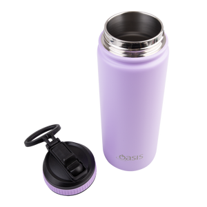 OASIS STAINLESS STEEL DOUBLE WALL INSULATED "CHALLENGER" SPORTS BOTTLE W/ SIPPER STRAW 550ML - Lavender