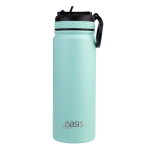 OASIS STAINLESS STEEL DOUBLE WALL INSULATED "CHALLENGER" SPORTS BOTTLE W/ SIPPER STRAW 550ML - Mint