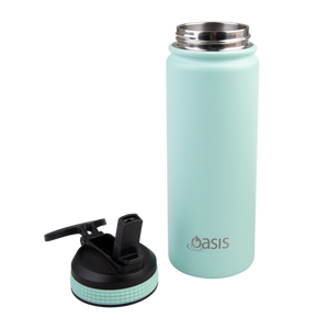 OASIS STAINLESS STEEL DOUBLE WALL INSULATED "CHALLENGER" SPORTS BOTTLE W/ SIPPER STRAW 550ML - Mint