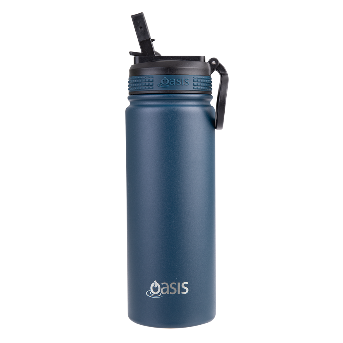 OASIS STAINLESS STEEL DOUBLE WALL INSULATED "CHALLENGER" SPORTS BOTTLE W/ SIPPER STRAW 550ML -Navy
