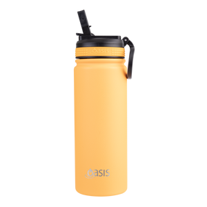 OASIS STAINLESS STEEL DOUBLE WALL INSULATED "CHALLENGER" SPORTS BOTTLE W/ SIPPER STRAW 550ML - Neon Orange