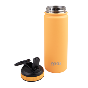 OASIS STAINLESS STEEL DOUBLE WALL INSULATED "CHALLENGER" SPORTS BOTTLE W/ SIPPER STRAW 550ML - Neon Orange