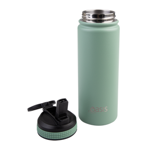 OASIS STAINLESS STEEL DOUBLE WALL INSULATED "CHALLENGER" SPORTS BOTTLE WITH SIPPER STRAW 550ML Sage Green