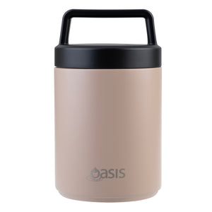 OASIS STAINLESS STEEL DOUBLE WALL INSULATED FOOD FLASK W/ HANDLE 480ML - Latte