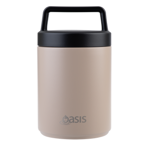 OASIS STAINLESS STEEL DOUBLE WALL INSULATED FOOD FLASK W/ HANDLE 480ML - Latte