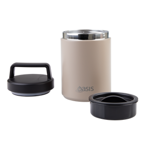 OASIS STAINLESS STEEL DOUBLE WALL INSULATED FOOD FLASK W/ HANDLE 480ML - Latte