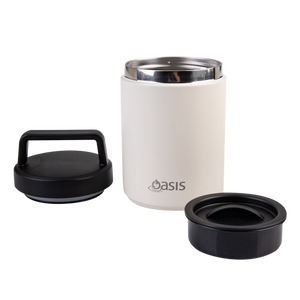 OASIS STAINLESS STEEL DOUBLE WALL INSULATED FOOD FLASK W/ HANDLE 480ML - ALABASTER