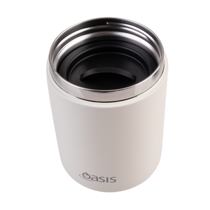 OASIS STAINLESS STEEL DOUBLE WALL INSULATED FOOD FLASK W/ HANDLE 480ML - ALABASTER