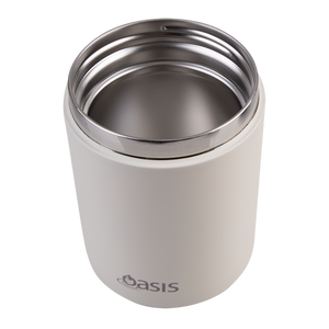 OASIS STAINLESS STEEL DOUBLE WALL INSULATED FOOD FLASK W/ HANDLE 480ML - ALABASTER