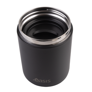 OASIS STAINLESS STEEL DOUBLE WALL INSULATED FOOD FLASK W/ HANDLE 480ML - BLACK