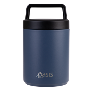 OASIS STAINLESS STEEL DOUBLE WALL INSULATED FOOD FLASK W/ HANDLE 480ML - Indigo