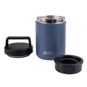 OASIS STAINLESS STEEL DOUBLE WALL INSULATED FOOD FLASK W/ HANDLE 480ML - Indigo