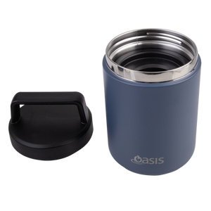 OASIS STAINLESS STEEL DOUBLE WALL INSULATED FOOD FLASK W/ HANDLE 480ML - Indigo