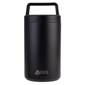 OASIS STAINLESS STEEL DOUBLE WALL INSULATED FOOD FLASK W/ HANDLE 700ML - BLACK