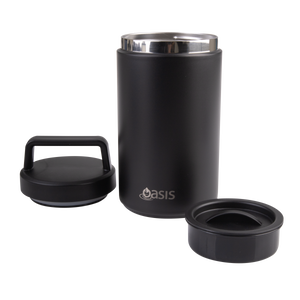 OASIS STAINLESS STEEL DOUBLE WALL INSULATED FOOD FLASK W/ HANDLE 700ML - BLACK