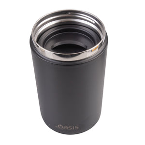 OASIS STAINLESS STEEL DOUBLE WALL INSULATED FOOD FLASK W/ HANDLE 700ML - BLACK