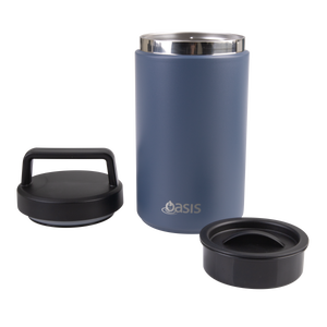 OASIS STAINLESS STEEL DOUBLE WALL INSULATED FOOD FLASK W/ HANDLE 700ML - INDIGO