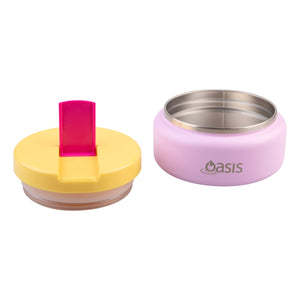 OASIS STAINLESS STEEL DOUBLE WALL INSULATED FOOD FLASK W/ QUICK RELEASE LID - Mini Food Jar - BUBBLEGUM PINK