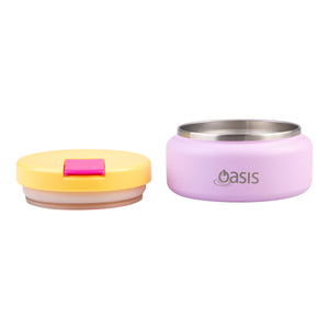 OASIS STAINLESS STEEL DOUBLE WALL INSULATED FOOD FLASK W/ QUICK RELEASE LID - Mini Food Jar - BUBBLEGUM PINK