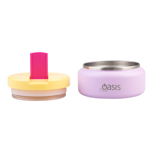 OASIS STAINLESS STEEL DOUBLE WALL INSULATED FOOD FLASK W/ QUICK RELEASE LID - Mini Food Jar - BUBBLEGUM PINK