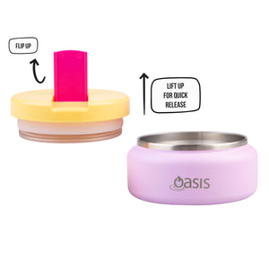 OASIS STAINLESS STEEL DOUBLE WALL INSULATED FOOD FLASK W/ QUICK RELEASE LID - Mini Food Jar - BUBBLEGUM PINK